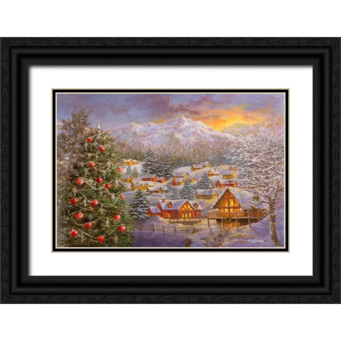 Seasons Greetings Black Ornate Wood Framed Art Print with Double Matting by Boehme, Nicky