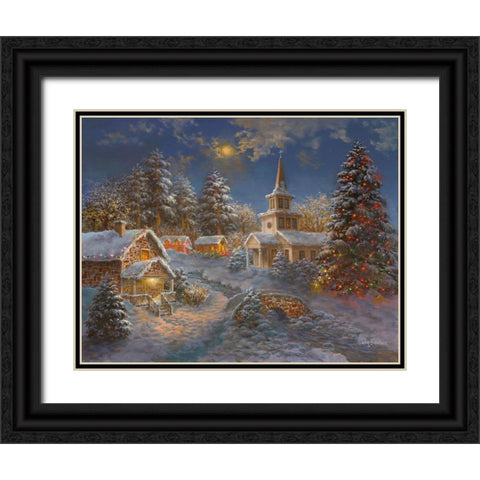 Happy Spirits Await Christmas Black Ornate Wood Framed Art Print with Double Matting by Boehme, Nicky
