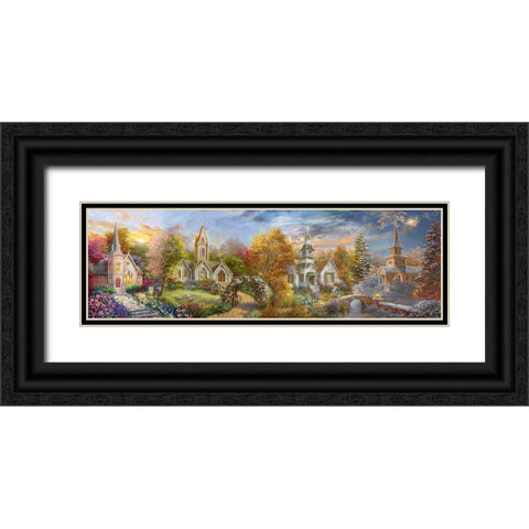 A Church for all Seasons Black Ornate Wood Framed Art Print with Double Matting by Boehme, Nicky