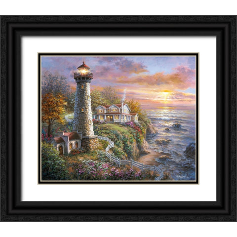 Lighthouse Haven Black Ornate Wood Framed Art Print with Double Matting by Boehme, Nicky