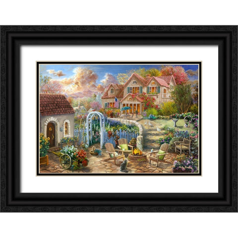 Backyard Retreat Black Ornate Wood Framed Art Print with Double Matting by Boehme, Nicky