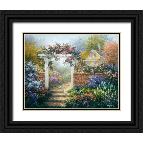 Rose Arbor Black Ornate Wood Framed Art Print with Double Matting by Boehme, Nicky