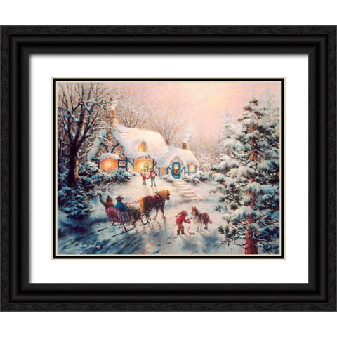 Christmas Visit Black Ornate Wood Framed Art Print with Double Matting by Boehme, Nicky