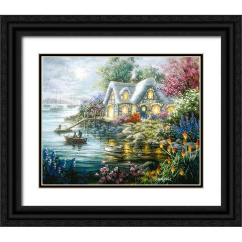Cottage Cove Black Ornate Wood Framed Art Print with Double Matting by Boehme, Nicky