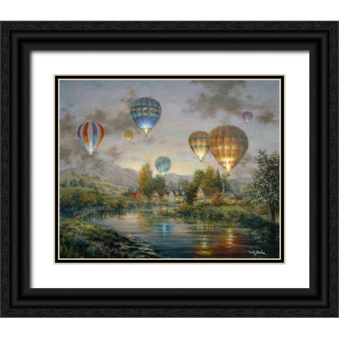 Balloon Glow Black Ornate Wood Framed Art Print with Double Matting by Boehme, Nicky