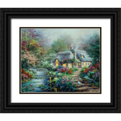 Little River Cottage Black Ornate Wood Framed Art Print with Double Matting by Boehme, Nicky