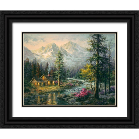 Campers Cabin Black Ornate Wood Framed Art Print with Double Matting by Boehme, Nicky