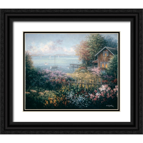 Bays Domain Black Ornate Wood Framed Art Print with Double Matting by Boehme, Nicky