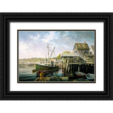Snug Harbor Black Ornate Wood Framed Art Print with Double Matting by Boehme, Nicky