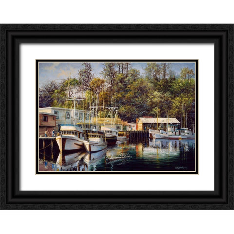 Lets Go Fishing Black Ornate Wood Framed Art Print with Double Matting by Boehme, Nicky