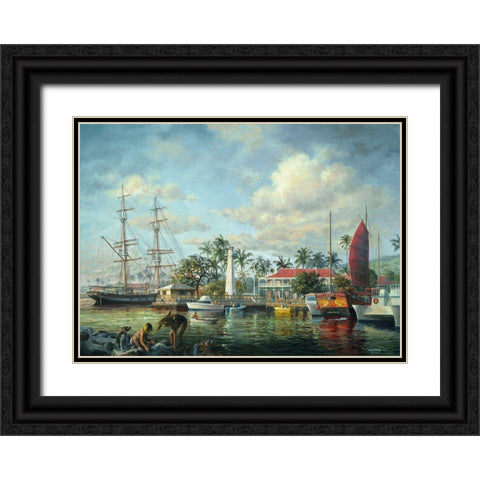 Lahaina Waterfront-Maui Black Ornate Wood Framed Art Print with Double Matting by Boehme, Nicky