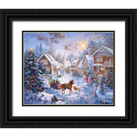 Merry Christmas Black Ornate Wood Framed Art Print with Double Matting by Boehme, Nicky