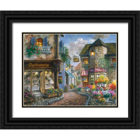 Bello Piazza Black Ornate Wood Framed Art Print with Double Matting by Boehme, Nicky