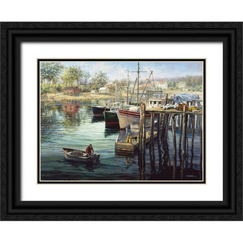 Fishermans Domain Black Ornate Wood Framed Art Print with Double Matting by Boehme, Nicky