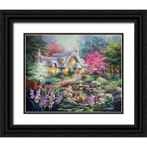 Cottage Pond Black Ornate Wood Framed Art Print with Double Matting by Boehme, Nicky