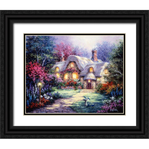 Garden Cottage Black Ornate Wood Framed Art Print with Double Matting by Boehme, Nicky