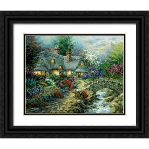 Country Cottage Black Ornate Wood Framed Art Print with Double Matting by Boehme, Nicky