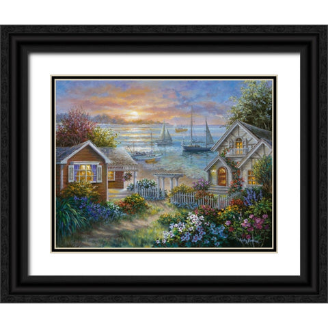 Tranquil Seafront Black Ornate Wood Framed Art Print with Double Matting by Boehme, Nicky