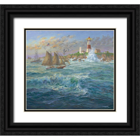 Shipmates Black Ornate Wood Framed Art Print with Double Matting by Boehme, Nicky