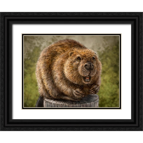 Beaver Totem Black Ornate Wood Framed Art Print with Double Matting by LaMontagne, Patrick