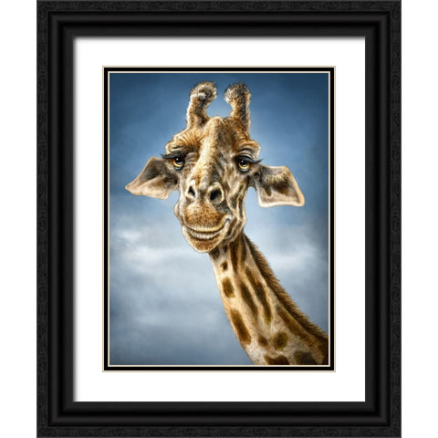 Giraffe Totem Black Ornate Wood Framed Art Print with Double Matting by LaMontagne, Patrick