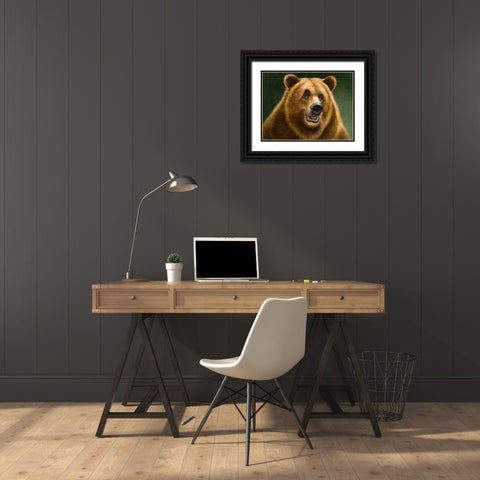 Grizzly Totem Black Ornate Wood Framed Art Print with Double Matting by LaMontagne, Patrick
