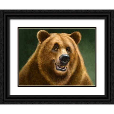 Grizzly Totem Black Ornate Wood Framed Art Print with Double Matting by LaMontagne, Patrick