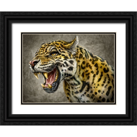 Jaguar Totem Black Ornate Wood Framed Art Print with Double Matting by LaMontagne, Patrick