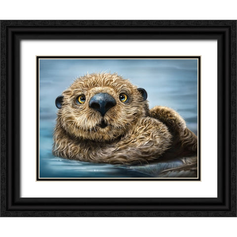 Otter Totem Black Ornate Wood Framed Art Print with Double Matting by LaMontagne, Patrick
