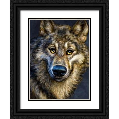 Wolf Totem Black Ornate Wood Framed Art Print with Double Matting by LaMontagne, Patrick