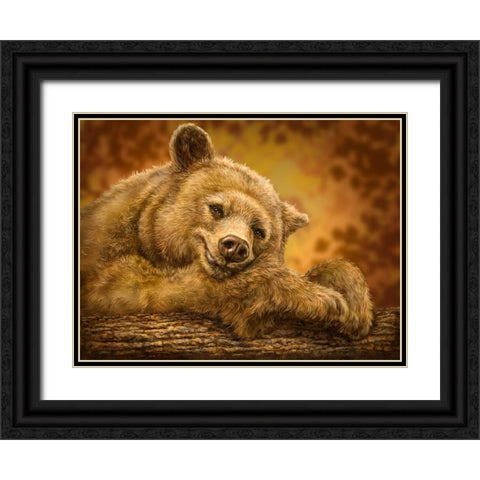 Sleepy Bear Black Ornate Wood Framed Art Print with Double Matting by LaMontagne, Patrick