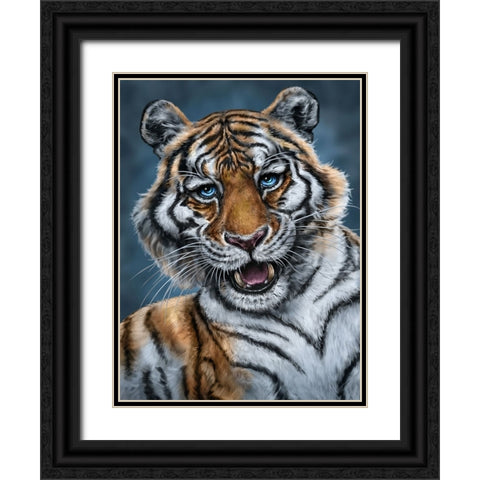 Amur Tiger Black Ornate Wood Framed Art Print with Double Matting by LaMontagne, Patrick