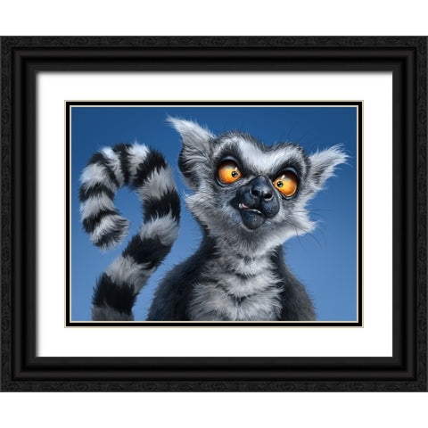 Ring Tailed Lemur Black Ornate Wood Framed Art Print with Double Matting by LaMontagne, Patrick