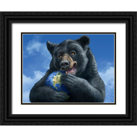 Bear Hug Black Ornate Wood Framed Art Print with Double Matting by LaMontagne, Patrick