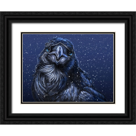 Winter Raven Black Ornate Wood Framed Art Print with Double Matting by LaMontagne, Patrick
