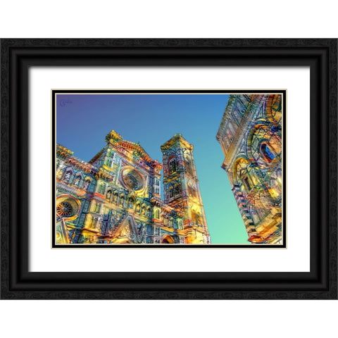 Florence Italy Cathedral of Saint Mary of the Flower Ver2 Black Ornate Wood Framed Art Print with Double Matting by Gavidia, Pedro