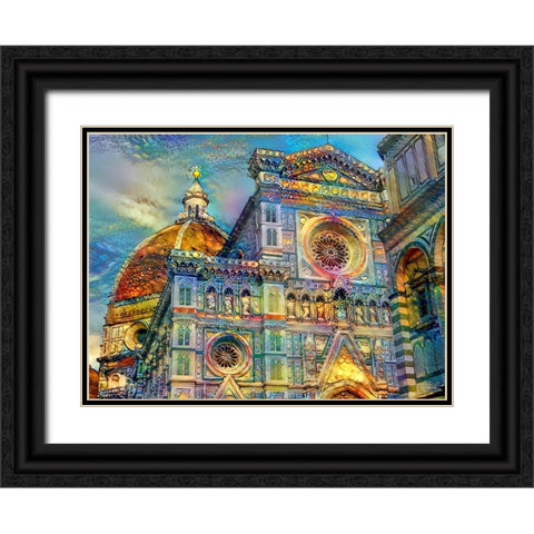 Florence Italy Cathedral of Saint Mary of the Flower Black Ornate Wood Framed Art Print with Double Matting by Gavidia, Pedro