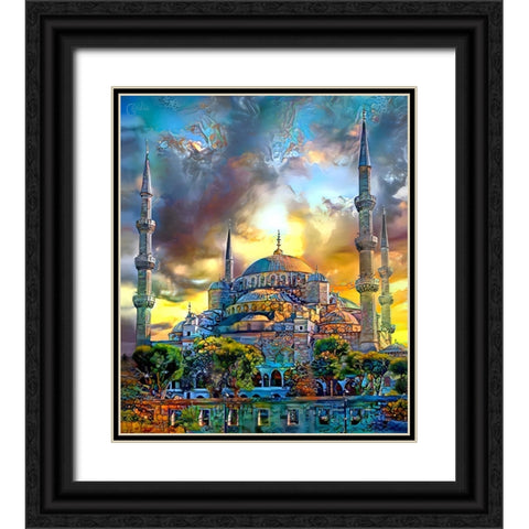 Istanbul Turkey Blue Mosque Black Ornate Wood Framed Art Print with Double Matting by Gavidia, Pedro