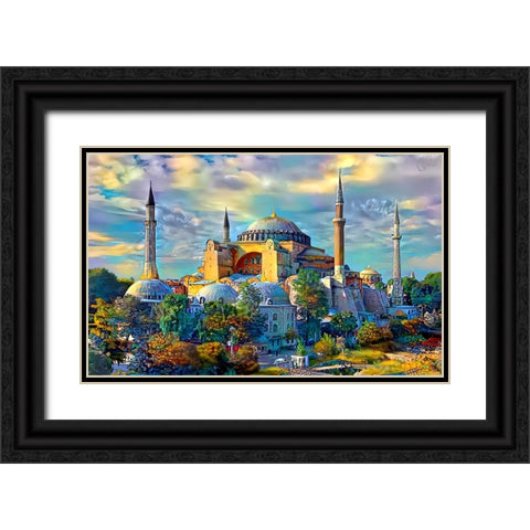 Istanbul Turkey Hagia Sophia Black Ornate Wood Framed Art Print with Double Matting by Gavidia, Pedro