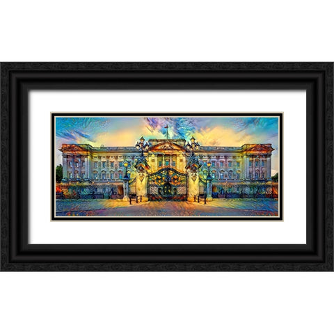 London England Buckingham Palace Black Ornate Wood Framed Art Print with Double Matting by Gavidia, Pedro