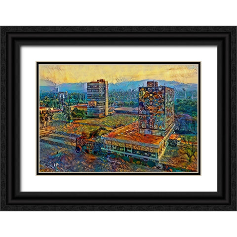 Mexico City Ciudad Universitaria University City Black Ornate Wood Framed Art Print with Double Matting by Gavidia, Pedro