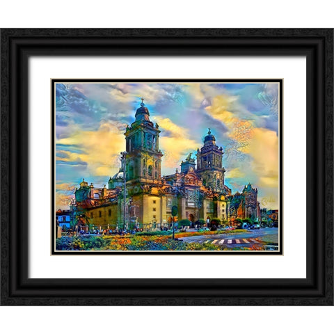 Mexico City Metropolitan Cathedral Black Ornate Wood Framed Art Print with Double Matting by Gavidia, Pedro