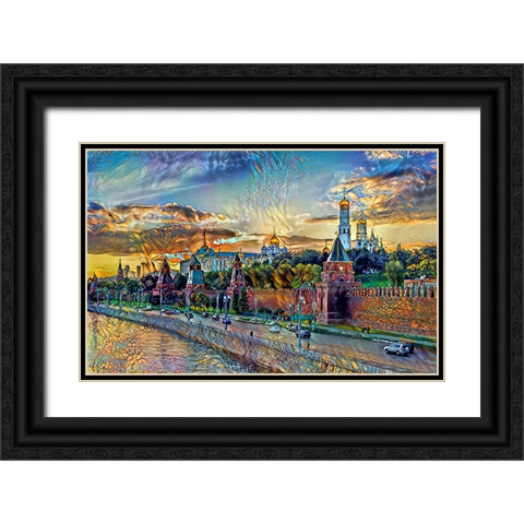 Moscow Russia Kremlin Wall Black Ornate Wood Framed Art Print with Double Matting by Gavidia, Pedro