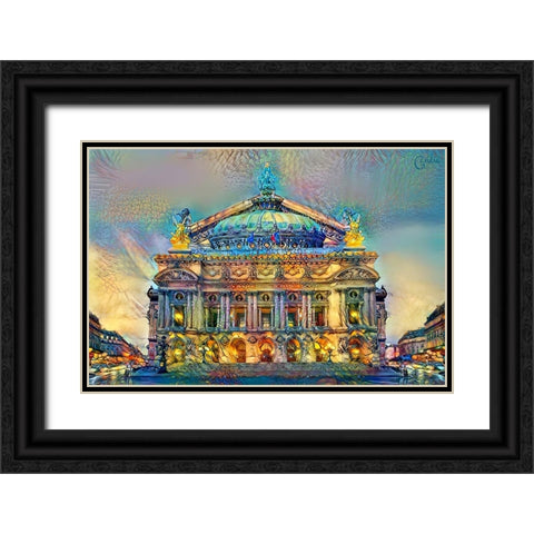 Paris France Opera Garnier Black Ornate Wood Framed Art Print with Double Matting by Gavidia, Pedro