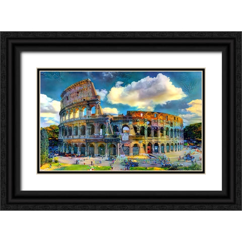 Rome Italy Colosseum Ver1 Black Ornate Wood Framed Art Print with Double Matting by Gavidia, Pedro