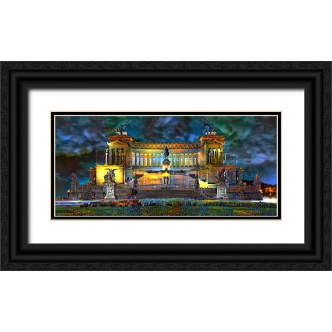 Rome Italy Victor Emmanuel II National Monument at night Black Ornate Wood Framed Art Print with Double Matting by Gavidia, Pedro