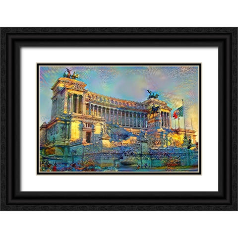 Rome Italy Victor Emmanuel II National Monument Black Ornate Wood Framed Art Print with Double Matting by Gavidia, Pedro