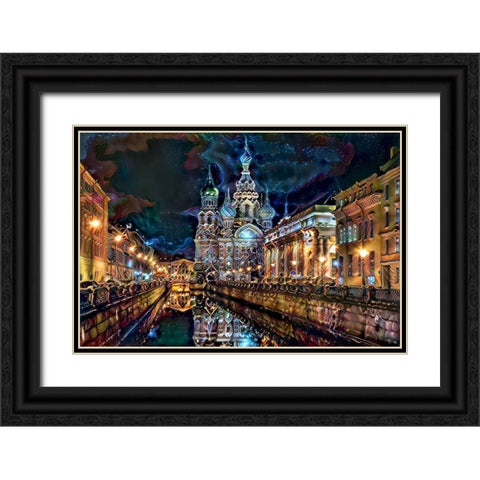 Saint Petersburg Russia Church of the Savior on Spilled Blood at night Black Ornate Wood Framed Art Print with Double Matting by Gavidia, Pedro