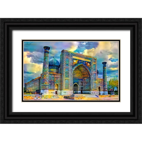 Samarkand Uzbekistan Registan Black Ornate Wood Framed Art Print with Double Matting by Gavidia, Pedro