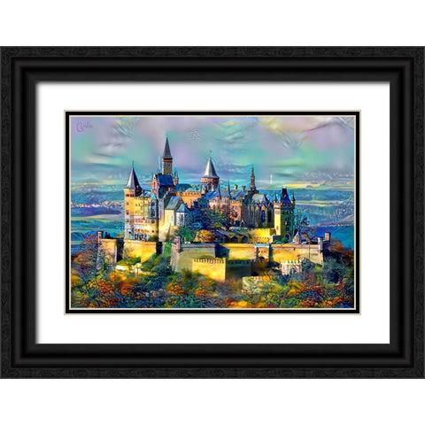 Stuttgart Germany Hohenzollern Castle Black Ornate Wood Framed Art Print with Double Matting by Gavidia, Pedro